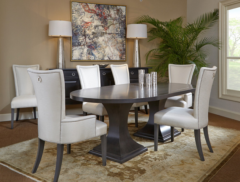 Double Pedestal Oval Dining Set