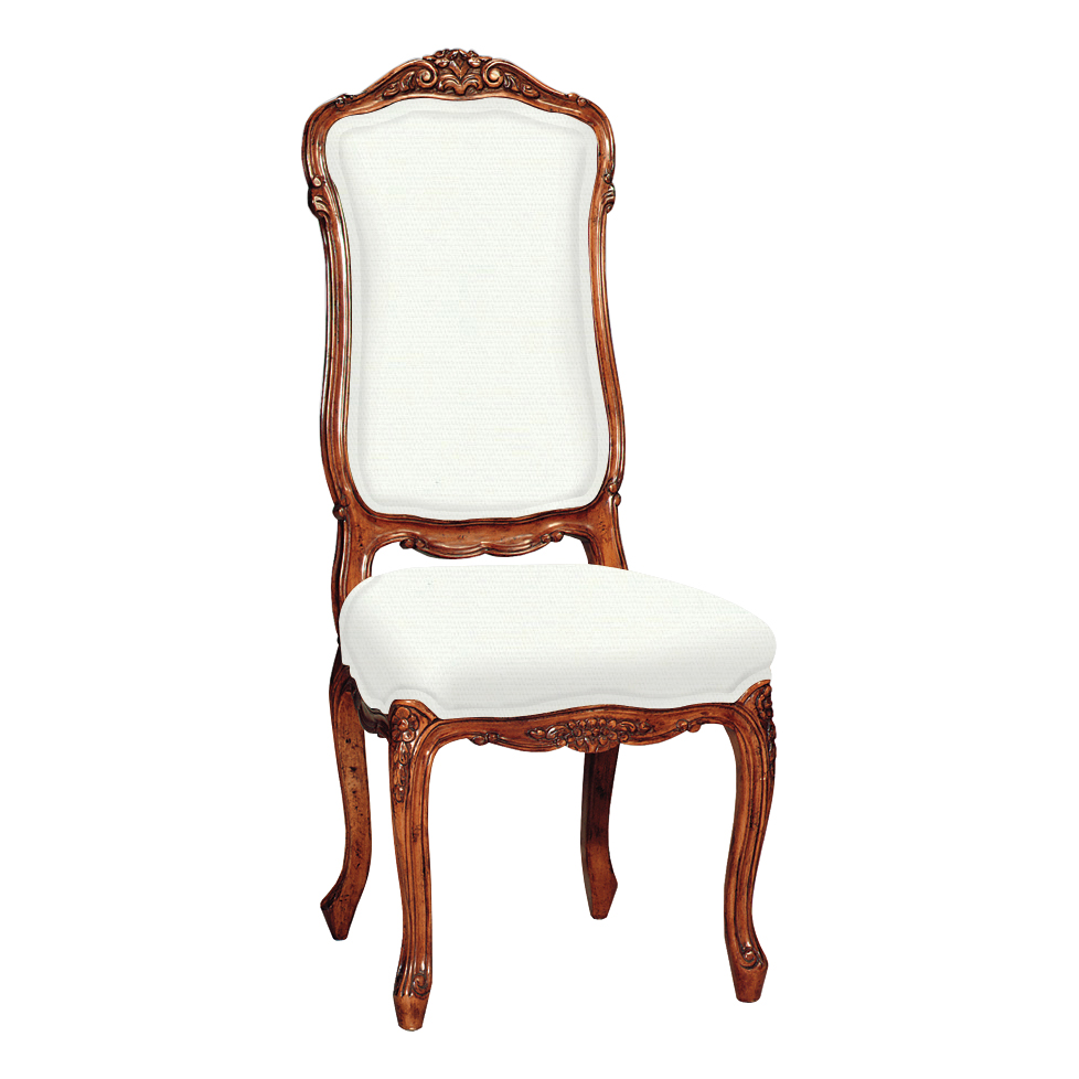 Carved Upholstered Back Side Chair